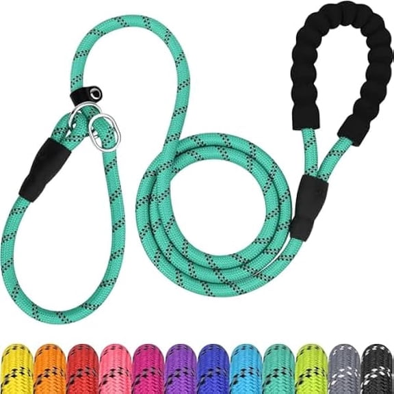 1997 Slip Leads for Dogs, 6 FT Heavy Duty Dog Leash with Padded Handle, Strong Rope No Pull Pet Training Leash for Medium Dogs,Turquoise