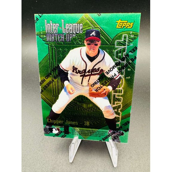 1997 Topps Finest Inter-League Match Up ILM13 Mo Vaughn Chipper Jones Baseball Card Boston Red Sox MLB Baseball Trading Card