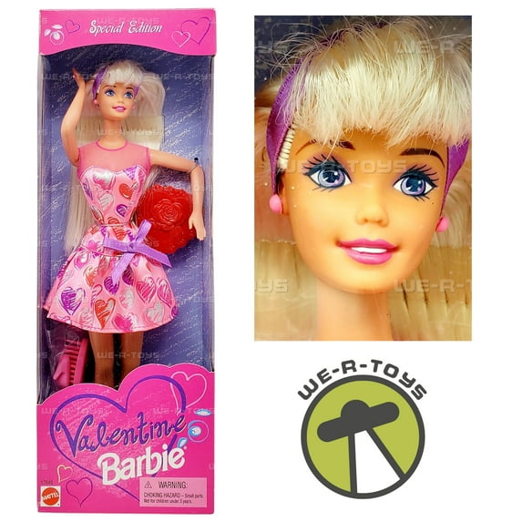 1997 Valentine Barbie in Pink Dress with Valentines