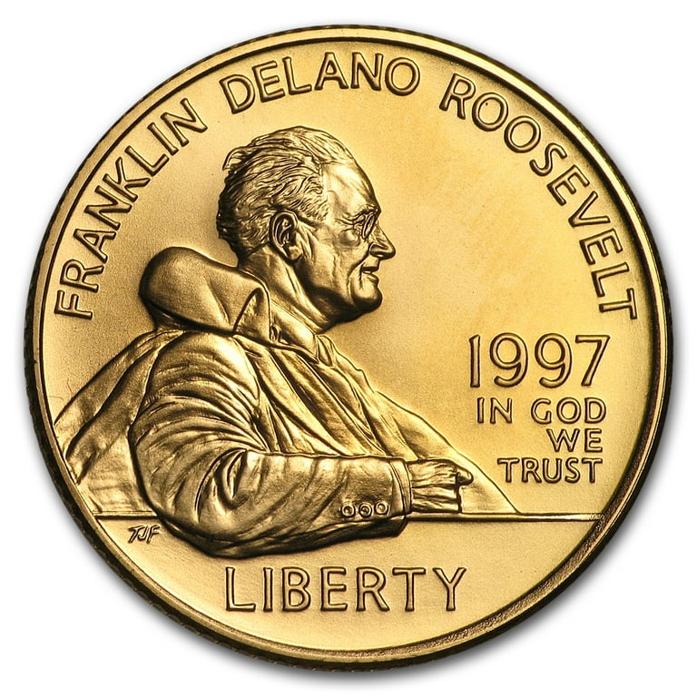 1997 W Gold 5 Commem Franklin D. Roosevelt BU w Box COA