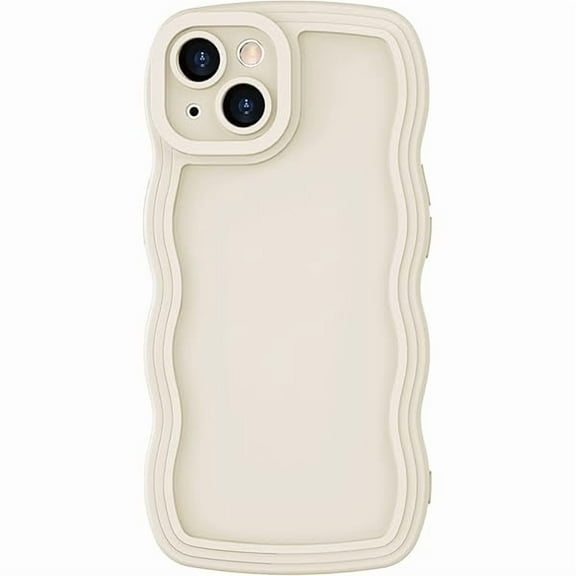 1997 for iPhone 13 Case Wave, Curly Frame Design for Women Girls, Cute Wavy Solid Color Aesthetic Phone Case Soft Flexible TPU Shockproof Full-Body Protective Cover 6.1 inch - White