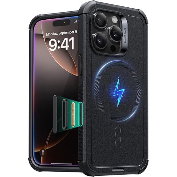 1997 for iPhone 16 Pro Case, 23 ft Military-Grade Drop Protection with Camera Control Button, Heavy Duty Magnetic Phone Case, Compatible with MagSafe Accessories, Cyber Series, Black