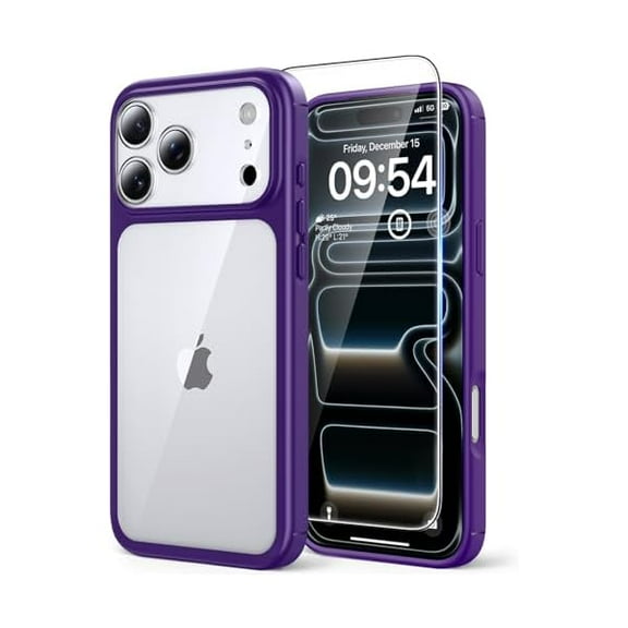 1997 for iPhone 17 Pro Case, Full Camera Protection with Screen Protector, Anti-Yellowing Military-Grade Protection Shockproof Slim Phone Case for iPhone 17 Pro, Purple