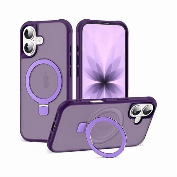 1997Phone case Compatible with iPhone 17 Case with Invisible Magnetic O-Ring Stand Military-Grade Translucent Phone Case for iPhone 17 6.3" [Compatible with Mag-Safe][Great Grip Feeling], Purple
