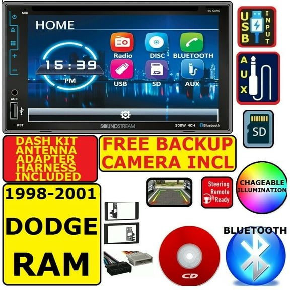 1998-2001 DODGE RAM BLUETOOTH CD/DVD USB AUX SD MP3 MP4 CAR RADIO STEREO PACKAGE