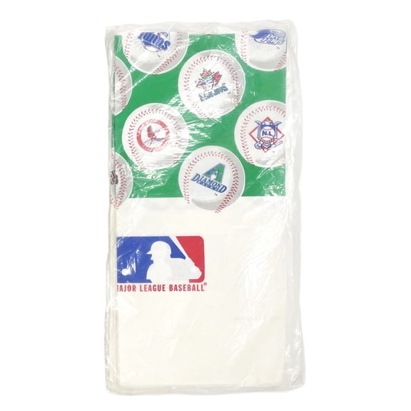 1998 Baseballs & Teams Paper Disposable Party Table Cover - 54" X 89.25"