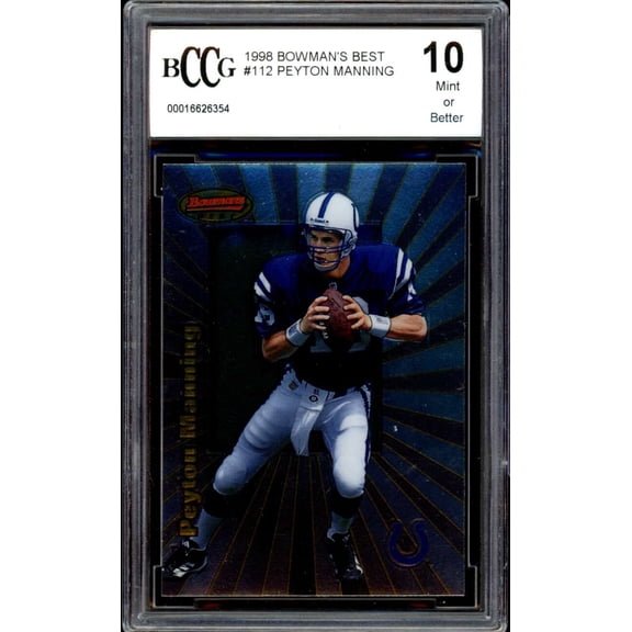 1998 Bowman's Best #112 Peyton Manning Rookie Card BGS BCCG 10 Mint+