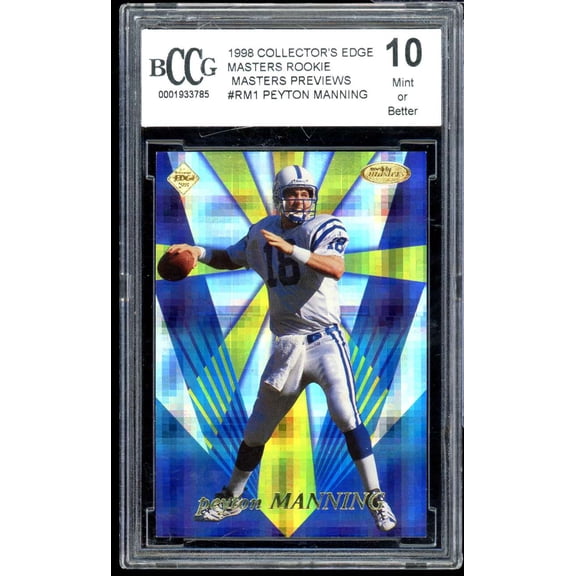 1998 Collector's Edge Masters #RM1 Peyton Manning Rookie Card BGS BCCG 10 Mint+