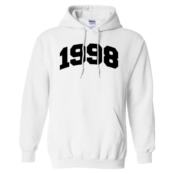 1998 College Style Hoodie Sweatshirt Unisex Large White