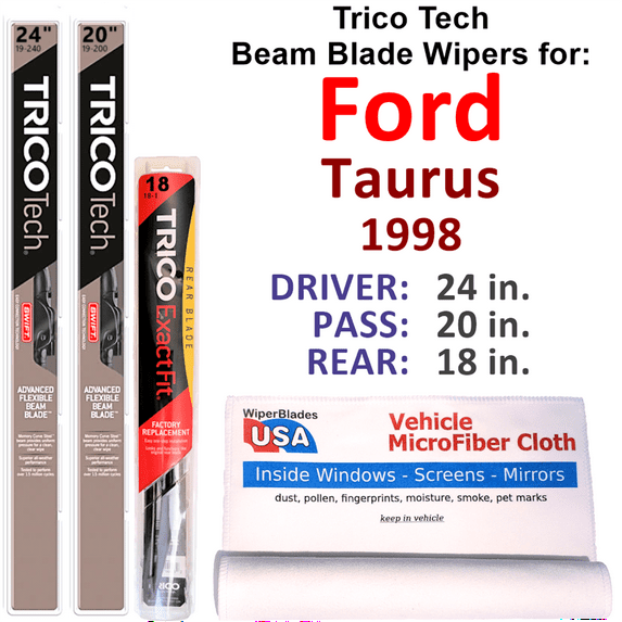 1998 Ford Taurus Beam Blade Wipers (Set of 3) w/Rear Wiper