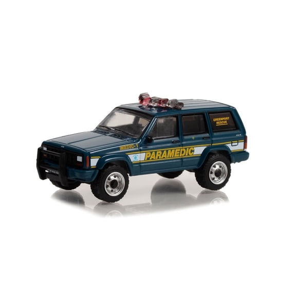 1998 Jeep Cherokee Paramedic, Blue - Greenlight 67040B/48 - 1/64 Scale Diecast Model Car