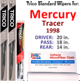 thumbnail image 1 of 1998 Mercury Tracer Wiper Blades (Set of 3) w/Rear Wiper, 1 of 3