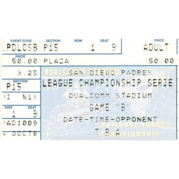1998 NLCS Game 4 ticket stub (Atlanta Braves 8 San Diego Padres 3)