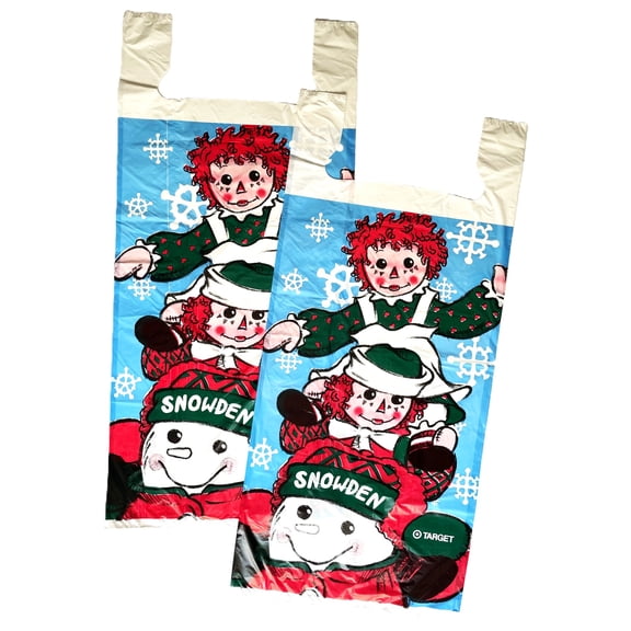 1998 Raggedy Ann & Andy Snowden Snowman Giant Gift Bags - 16" X 29"