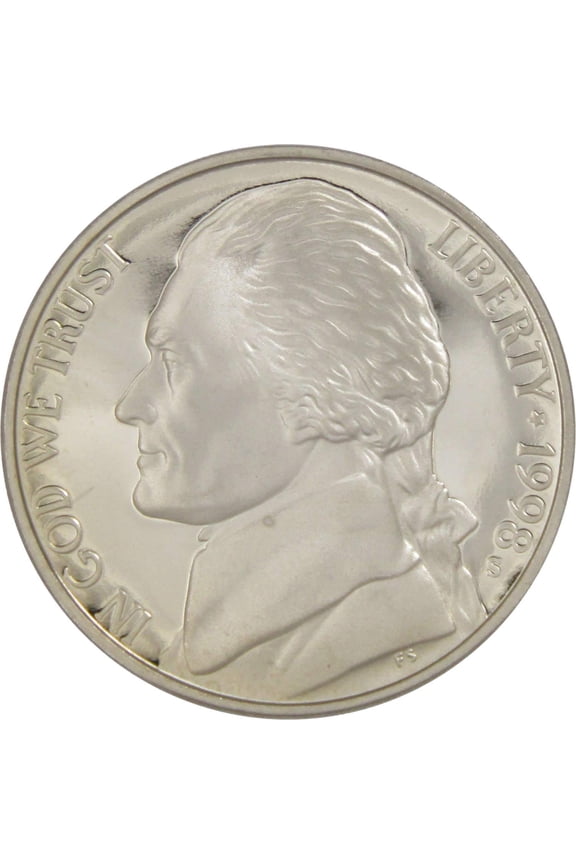1998 S Jefferson Nickel 5 Cent Piece Choice Proof 5c US Coin Collectible
