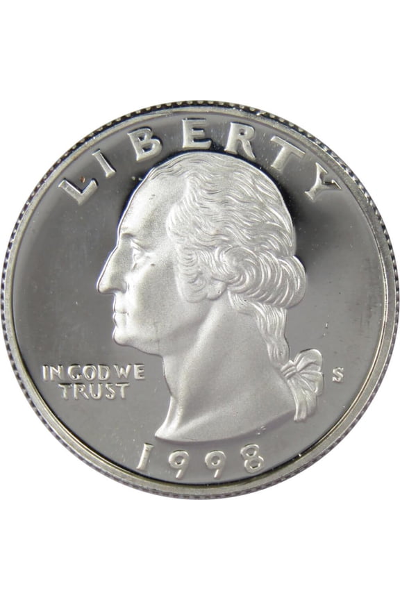 1998 S Washington Quarter Choice Proof 90% Silver 25c US Coin Collectible