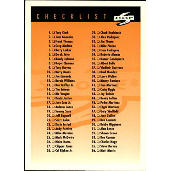 1998 Score Rookie Traded #268 Checklist 1 MLB Baseball Trading Card
