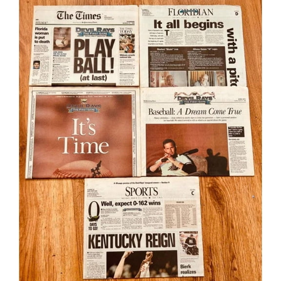 1998 Tampa Bay Rays First Game Kentucky Wildcats Win NCAA Title St. Pete Times newspaper
