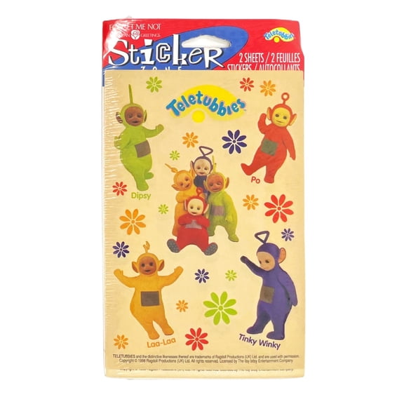 1998 Teletubbies Po Dipsy Tinky-Winky & Laa-Laa Stickers Party Favor Treats - 2 Sheets - 20 Stickers