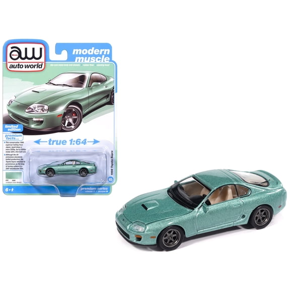 1998 Toyota Supra Caribbean Green Metallic "Modern Muscle" Series 1/64 Diecast Model Car by Auto World