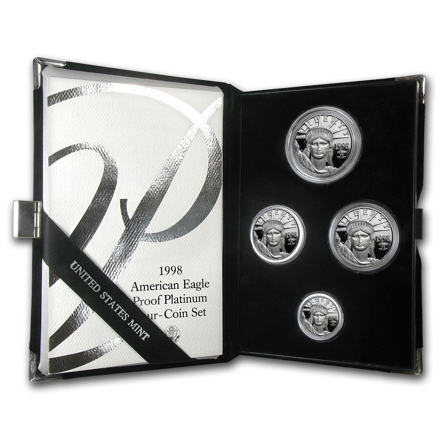 1998 American Eagle Platinum Proof 4枚セット 1998-W 4-Coin Proof American Platinum Eagle Set (w/Box & COA
