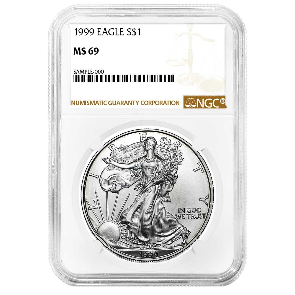 1999 $1 American Silver Eagle NGC MS69 Brown Label - Walmart.com