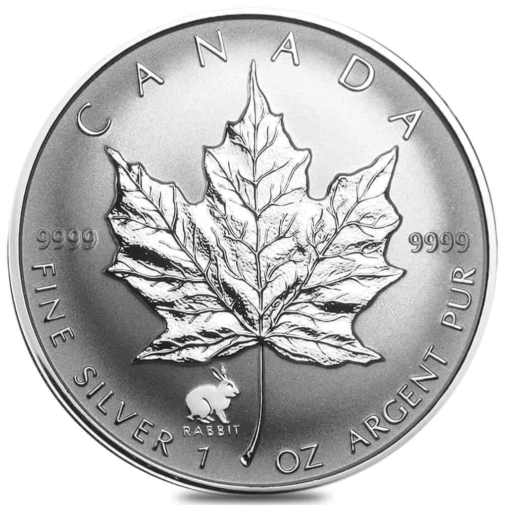 1999 1 oz Canadian Silver Maple Leaf Lunar Rabbit Privy Reverse Proof ...