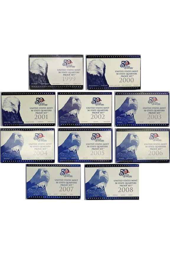 1999-2008 U.S. Proof State Quarter Set Run OGP - 50 Coins
