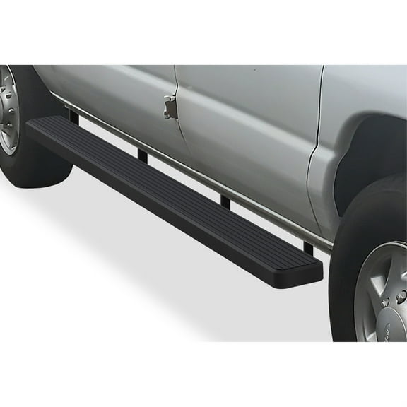 1999-2014 Ford Econoline Van (Full Size) For 3 Door Models Only Stainless Steel with 6061 Aluminum Step Pad Black Finish 5-Inch Van Door to Door Side Step iStep 5 Inch Van SS