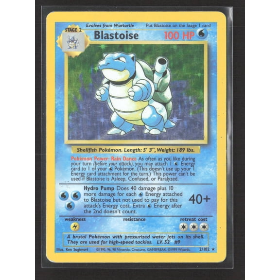 1999 Base Set Blastoise Holo Rare #2/102