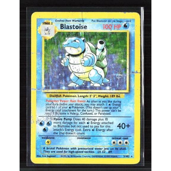 1999 Base Set Blastoise Holo Rare #2/102