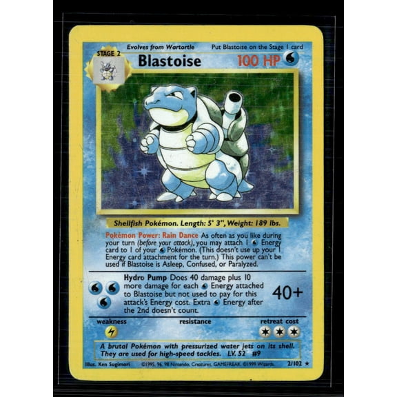 1999 Base Set Blastoise Holo Rare #2/102