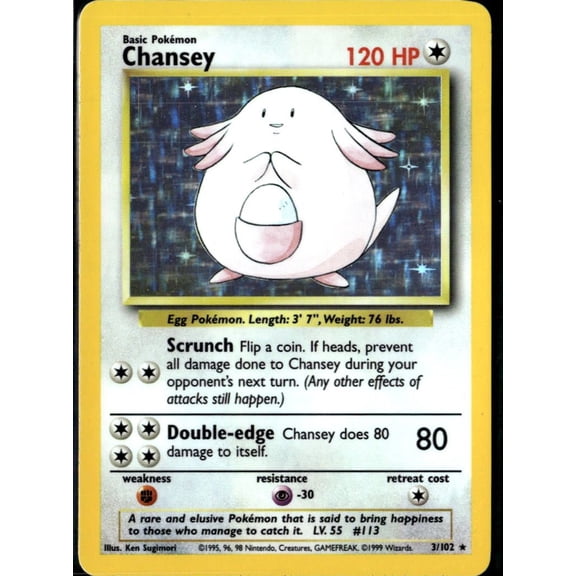 1999 Pokemon Base Set Holo Rare Chansey #3/102 English Wizards of the Coast Trading Card
