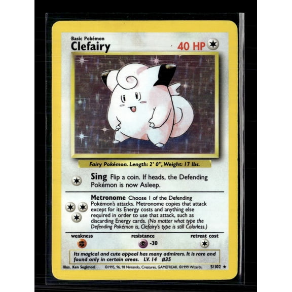 1999 Base Set Clefairy Holo Rare #5/102