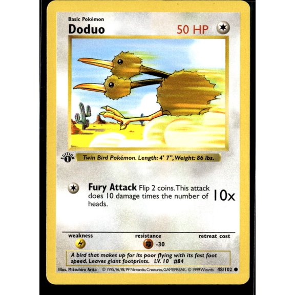 1999 Base Set Doduo 1st Edition #48/102