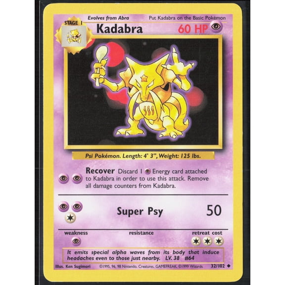1999 Base Set Kadabra Uncommon #32/102