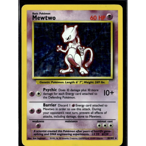 1999 Base Set Mewtwo Holo Rare #10/102