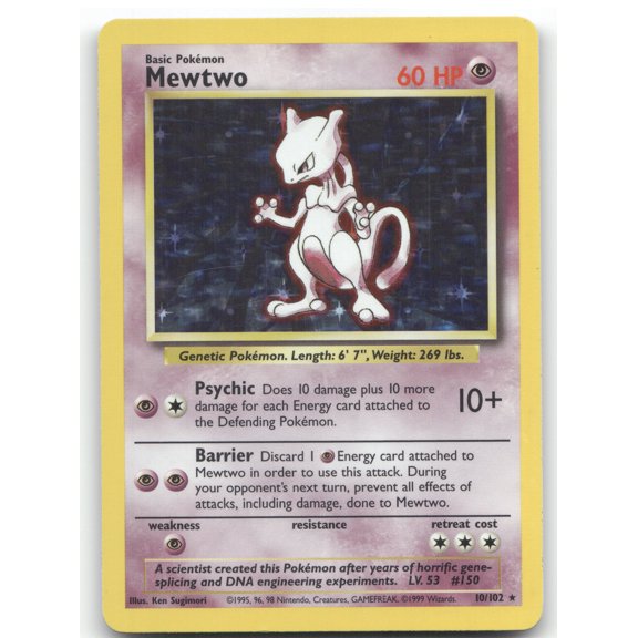 1999 Base Set Mewtwo Holo Rare #10/102