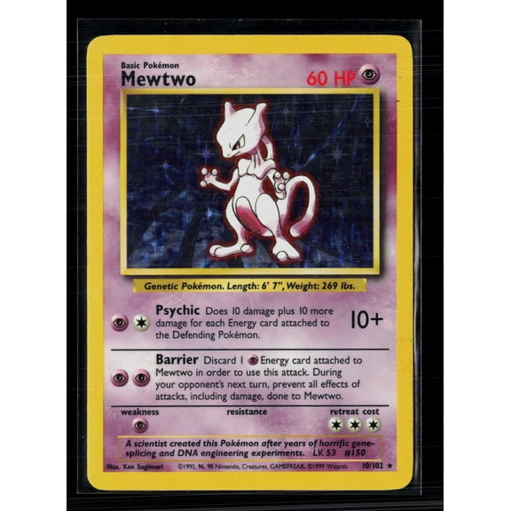 1999 Base Set Mewtwo Holo Rare #10/102
