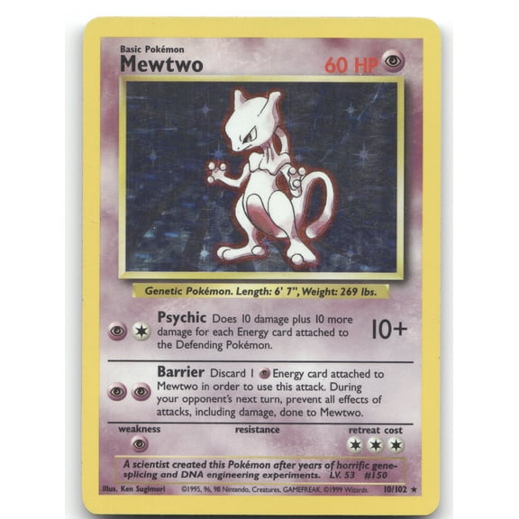 1999 Base Set Mewtwo Holo Rare #10/102