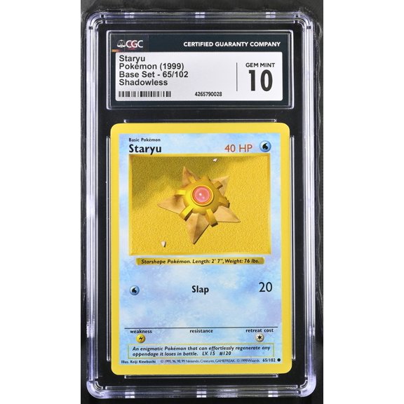 1999 Base Set (Shadowless) Staryu Shadowless CGC 10 #65/102