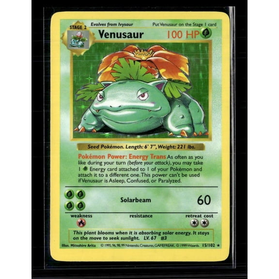 Pokemon Venusaur 1999 Base Set Holo Rare #15/102 Trading Card