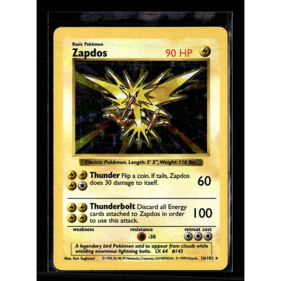 1999 Base Set Zapdos Holo Rare #16/102