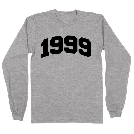 1999 College Style Long Sleeve Shirt Unisex Small Grey