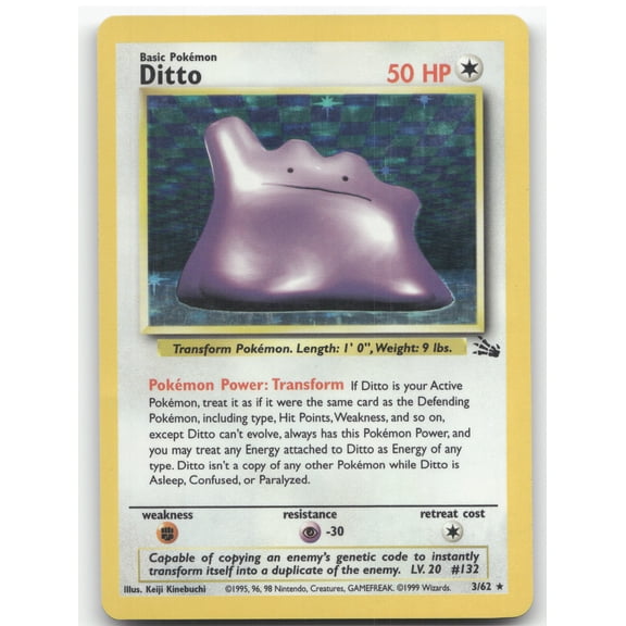 1999 Fossil Ditto Holo Rare #3/62