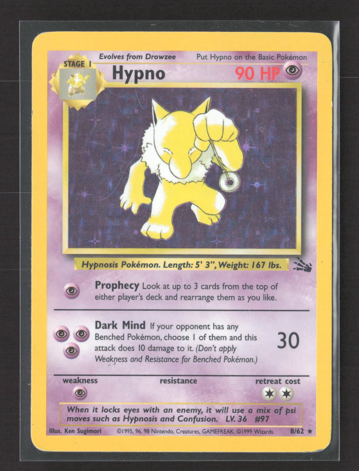 rare 1995 pokemon cards 1995 Pokmon GASTLY 33/62 Collector Card Very Rare