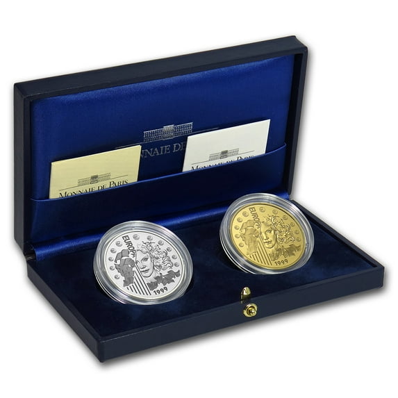 1999 France Gold and Silver Euro Conversion Coins Proof Set