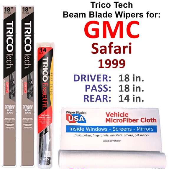 1999 GMC Safari Beam Blade Wipers (Set of 3) w/Rear Wiper