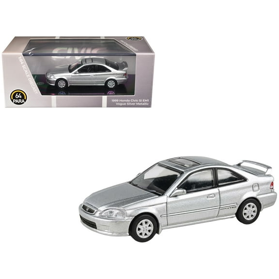 1999 Honda Civic Si EM1 Vogue Silver Metallic with Sunroof 1/64 Diecast Model Car by Paragon Models