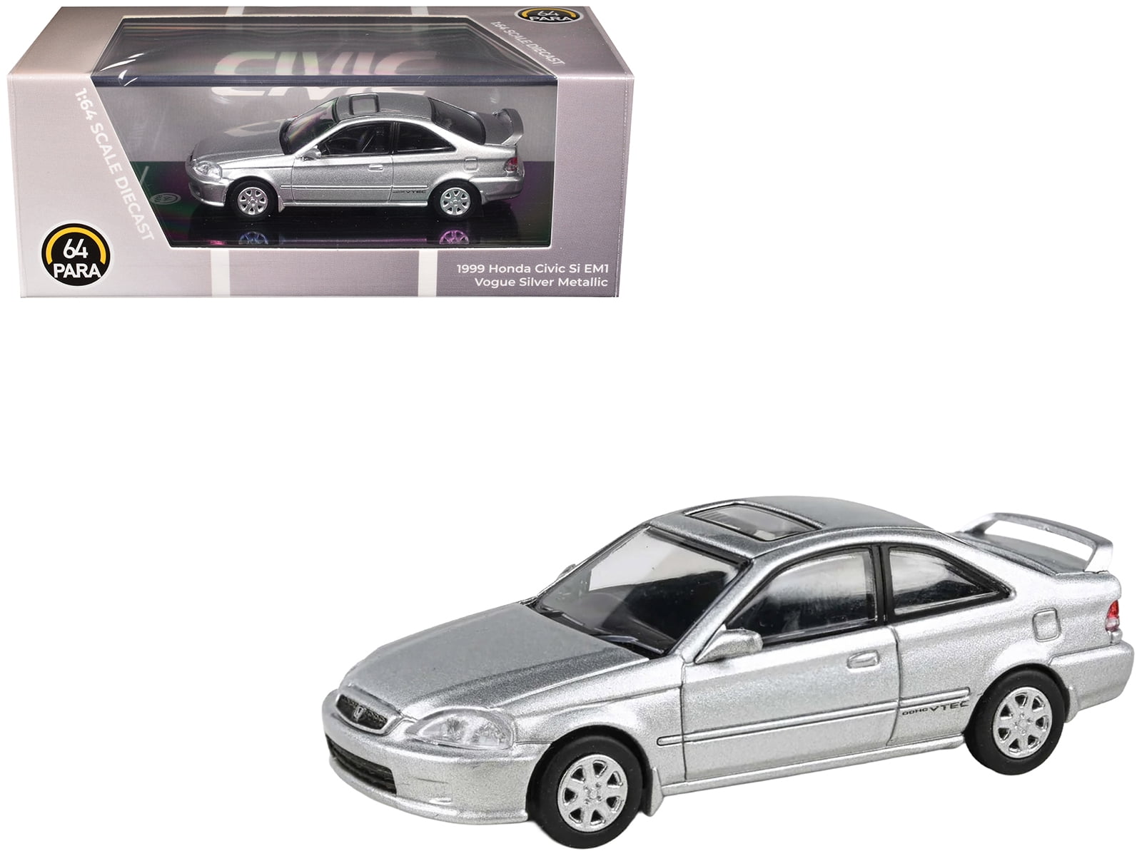 1999 Honda Civic Si EM1 Vogue Silver Metallic with Sunroof 1/64 Diecast Model Car by Paragon